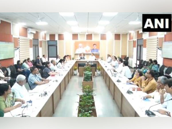 Union Minister JP Nadda and Rajasthan CM Bhajanlal Sharma held meeting to review and advance health initiatives in state. (Photo/ANI) 