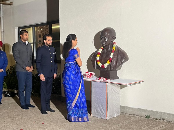 Supriya Sule-led delegation pays floral tribute to Mahatma Gandhi at Indian Embassy in Ethiopia (Photo/ANI)