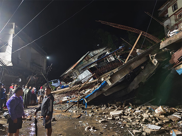 Affected building in Mizoram's Lawngtlai. (Photo/ANI)