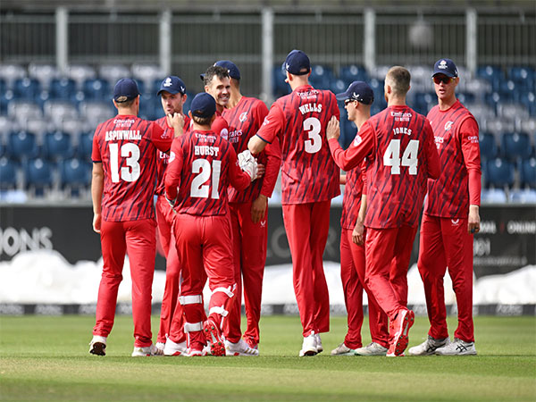 James Anderson celebrating with the team. (Photo- @lancscricket X) James Anderson celebrating with the team. (Photo- @lancscricket X)