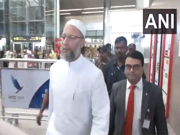 AIMIM MP Owaisi arrives at Hyderabad airport (Photo/ANI)