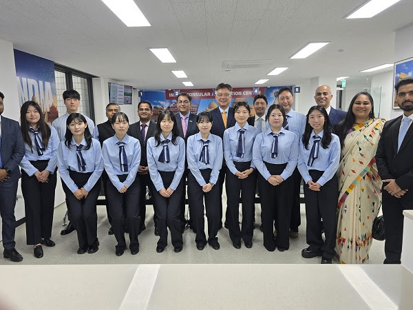 H.E. Mr. Amit Kumar inaugurates ICAC Seoul with Mr. Shivaz Rai & Mr. Manoj Dharmani of DuDigital Global - advancing India-Korea consular and diplomatic ties