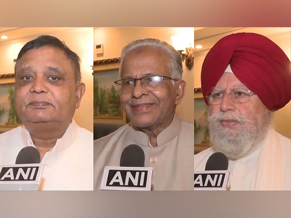 Delegation members BJP MP Atul Garg, IUML MP ET Mohammed Basheer and BJP leader SS Ahluwalia. (Photo/ANI)
