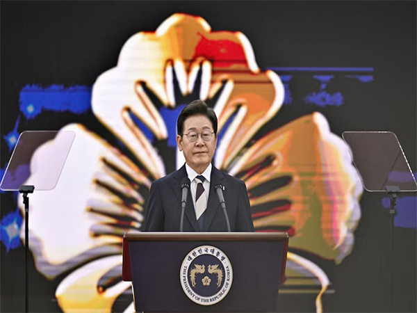 South Korea's President Lee Jae-Myung delivers a speech after taking his oath during his inauguration ceremony at the National Assembly in Seoul (Image/Reuters)