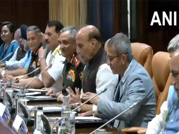 Defence Minister Rajnath Singh delivers the opening remarks during the meeting with Deputy Prime Minister and Defence Minister of Australia, Richard Marles (Photo/ANI)