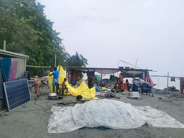 Flood-affected families take shelter on the highlands in Assam’s Morigaon district (Photo/ANI) 