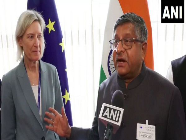 BJP MP Ravi Shankar Prasad with Member of the European Parliament and Chair of the Delegation for relations with India, Angelika Niebler (Photo/ANI)