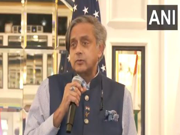 Congress MP Shashi Tharoor interacts with the Indian diaspora in Washington, DC (Photo/ANI)
