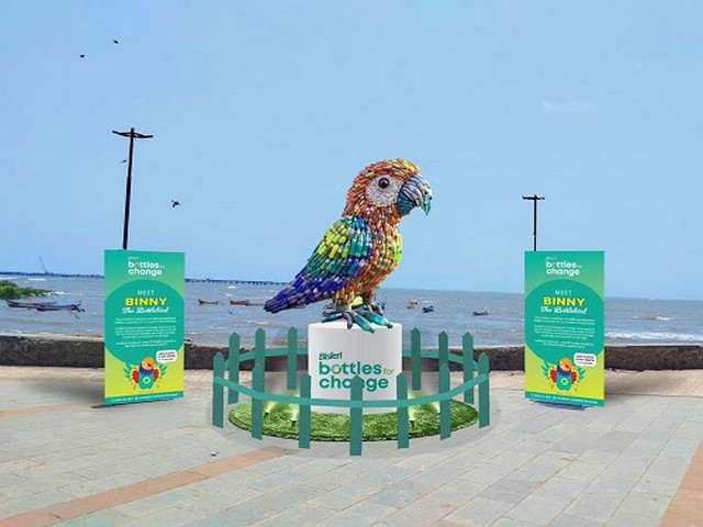 Binny the Bird - a unique art installation created from 2,000 upcycled PET bottles at Carter Road