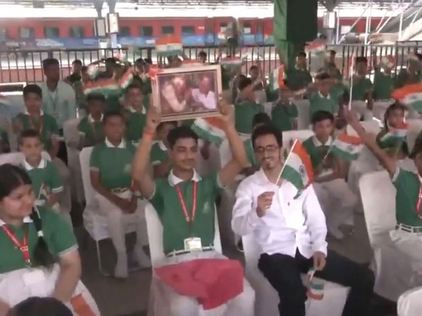 Excited school students gather at Katra to welcome PM Modi ahead of Vande Bharat flag off (Photo/ANI)