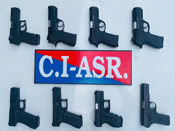  Three Glock 9mm pistols, four Px5 pistols, and one .30 bore pistol recovered. (Photo/ANI)