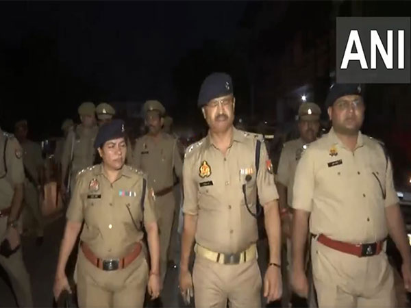 Moradabad Police carry out foot patrolling (Photo/ANI)