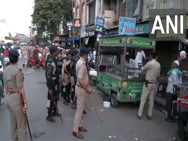 Gujarat police conducts foot patrols across city  (Photo/ANI)