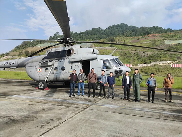  First chopper sortie of day flies out of Pakyong Greenfield Airport towards Chaten (Photo/Sikkim IPR) 