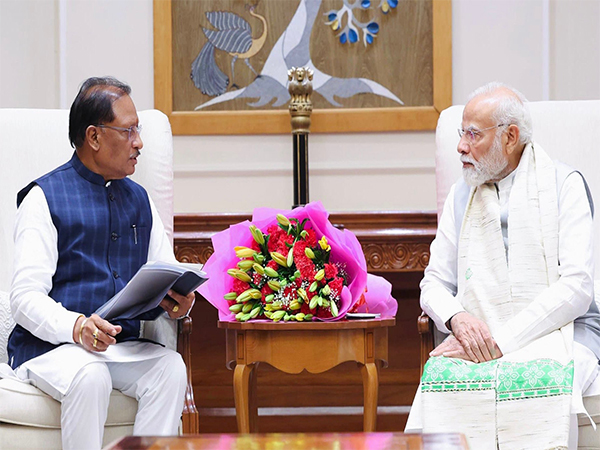 Chhattisgarh CM Vishnu Deo Sai meets PM Narendra Modi in New Delhi on Friday. (Photo/ANI)