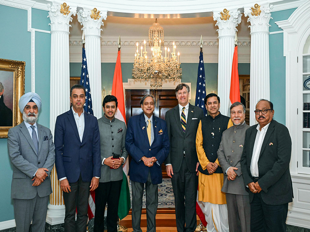 Delegation led by Shashi Tharoor meeting US Deputy Secretary of State Christopher Landau (Photo/ ANI)