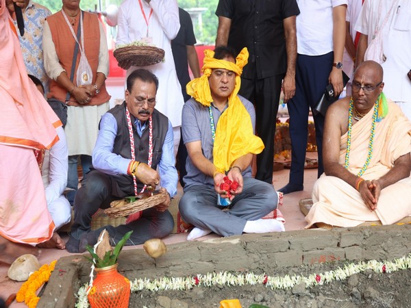 Assam CM performs bhumi pujan for centralised community kitchen (Photo/ ANI)