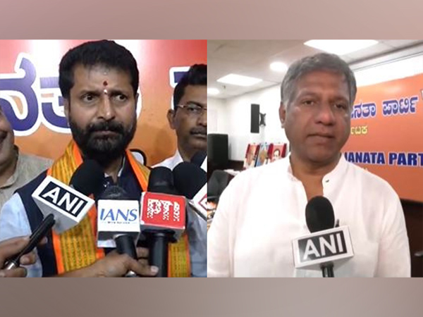 Senior BJP leader CT Ravi and  BJP MLA Arvind Bellad (Right) (Photo/ANI)