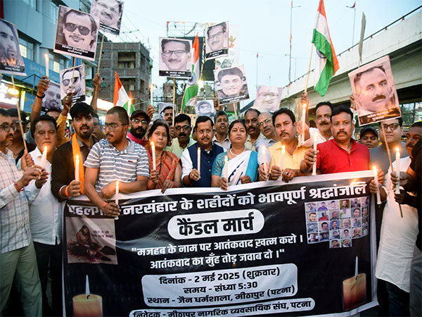 People hold candle march for the victims of the Pahalgam Terror Attack (File Image/ANI)