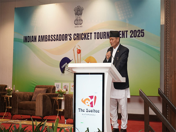 Minister of Youth and Sports, Teju Lal Chaudhary at the Indian Ambassador’s Cricket Tournament 2025 (Image Source: Embassy of Nepal) 
