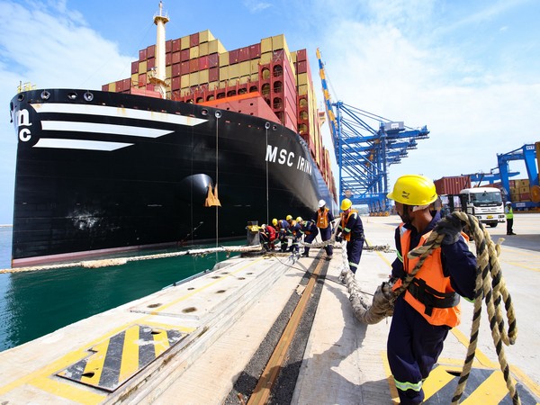 MSC IRINA at Vizhinjam International Seaport (Photo source: Adani)
