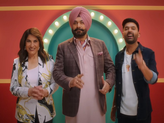 Archana Puran Singh, Navjot Singh Sidhu and Kapil Sharma (Image source: Netflix India)