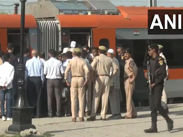 NC  chief Farooq Abdullah takes Vande Bharat train from Nowgam Railway Station to Katra. (Photo/ANI) 