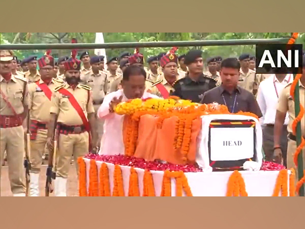 Chhattisgarh CM Vishnu Deo Sai pays tribute to martyr ASP Akash Rao Giripunje (Photo/ANI)