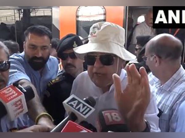 NC chief Farooq Abdullah rides in Vande Bharat train. (Photo/ANI)