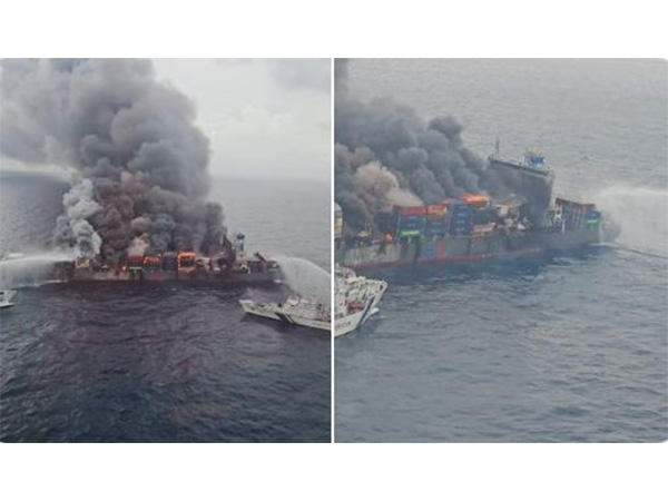 Explosion on MV WAN HAI 503 en route to Nhava Sheva (Photo/ Indian Coast Guard)