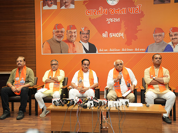 Gujarat Chief Minister Bhupendra Patel along with Union Minister CR Patil (third in a row) along with other BJP leaders (Photo/X@BJP4Gujarat) 