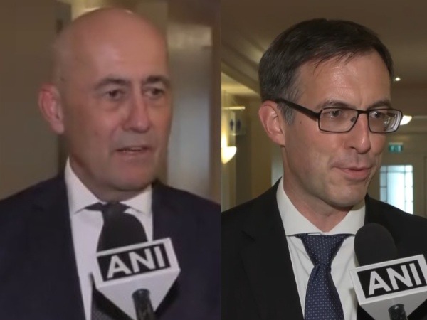 Swiss industry leaders Thierry Kenel, CFO of The Swatch Group AG (L) and  Hans-Christian Schneider, CEO of Ammann Group(Photo/ANI)