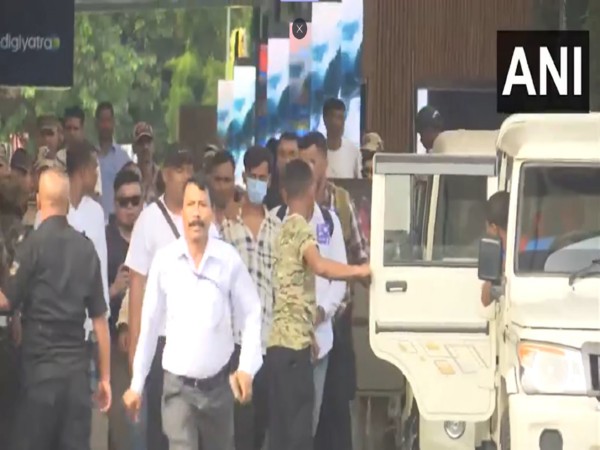 The four accused in the Raja Raghuvanshi murder case brought to Guwahati airport (Photo/ANI)