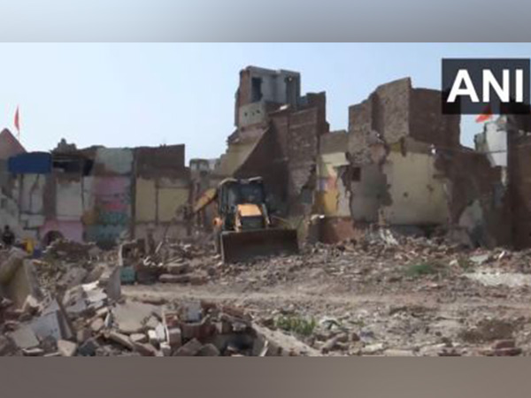 Demolition drive underway at Kalkaji's Bhoomihin Camp (Photo/ANI) 