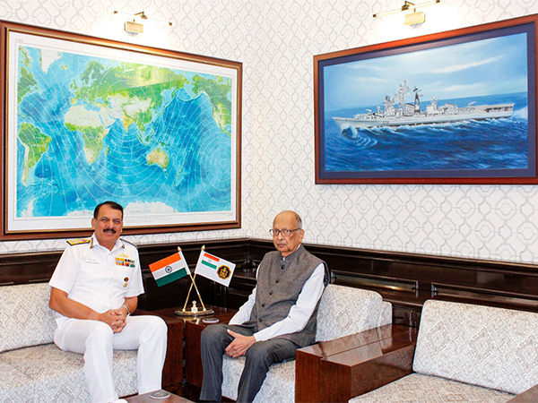 Chief of the Naval Staff (CNS), Admiral Dinesh K Tripathi with Commodore Arogyaswami Paulraaj (retd) (Photo/ Indian Navy)