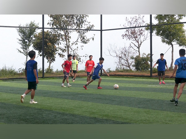 Young footballers train in Senapati’s remote hills, chasing dreams through grit and goals (Photo/ANI) 