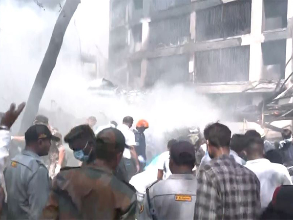 Visuals from the site of the plane crash in Ahmedabad (Photo/ANI)