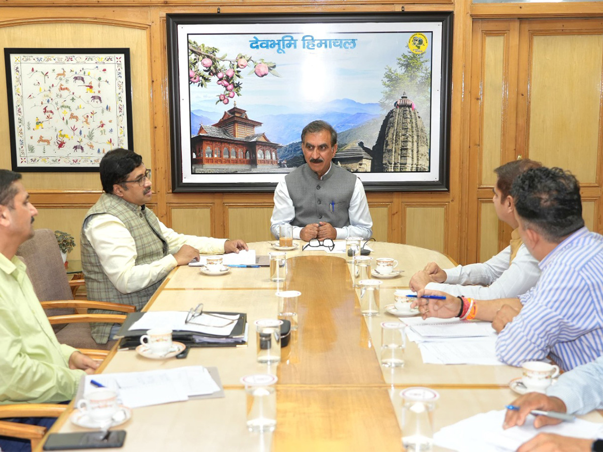 Himachal Pradesh Chief Minister Sukhvinder Singh Sukhu reviews development projects with officials (Photo/ANI)  