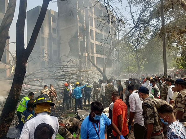 Scene from the plane crash site (Photo/ANI)