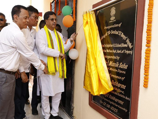 Tripura Chief Minister Manik Saha inagurating 50-bed ST Boys Hostel (Photo/X:@DrManikSaha2)  