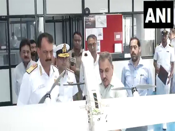 Navy Chief Admiral Dinesh K Tripathi reviews defence products (Photo/ANI)