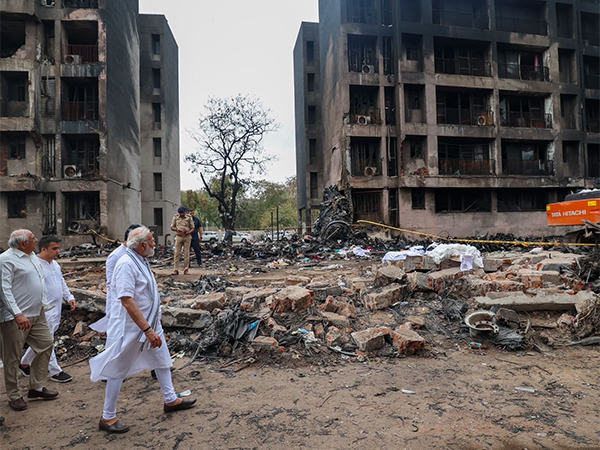 Prime Minister Narendra Modi at airplane crash site in Ahmedabad (Photo/@narendramodi)