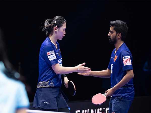 Sathiyan Gnanasekaran and Maria Xiao of Dabang Delhi TTC in action during UTT season 6 (Image: UTT)