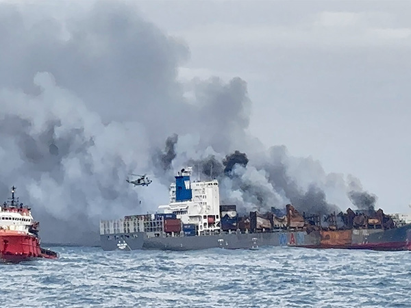 Navy carries out aerial insertion of salvage team on MV Wan Hai 503 (Photo: @indiannavy/X) 