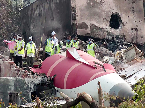 The wreckage of the ill-fated London-bound Air India flight on the rooftop of the doctors' hostel, in Ahmedabad (Photo/ANI)