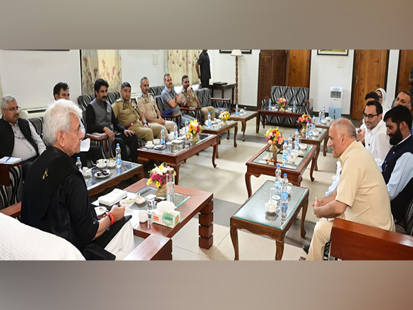 J&K LG Manoj met the delegation of MLAs, DDC Chairpersons and Vice Chairpersons, tour and travel operators, Ponywala association & hoteliers' associations at Pahalgam (Photo/X/@OfficeOfLGJandK)