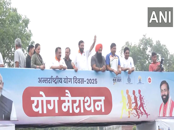 Haryana CM Nayab Singh Saini flags off ‘Run for Yoga’ Marathon (Photo/ANI)