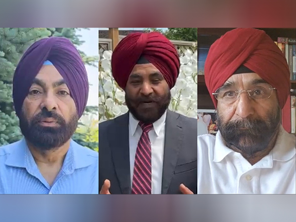 Harjit Singh Sandhu, Vice Chairman of the India Canada Organisation, Harpreet Singh, a Canada-based journalist,  HS Paneser, President of the Global Indian Diaspora Alliance on PM Modi's Canada visit (Photo/ANI)