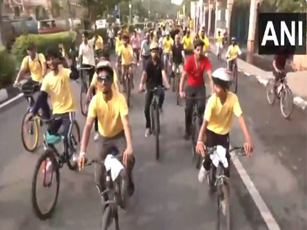 Participants during during ‘Fit India Sundays on Cycle’ event on Sunday in Delhi (Photo/ANI)