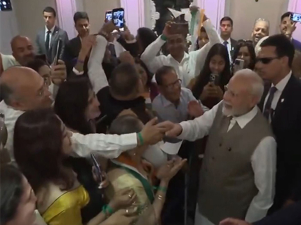 PM Modi greets Indian diaspora in Cyprus. (Photo/DD,ANI)